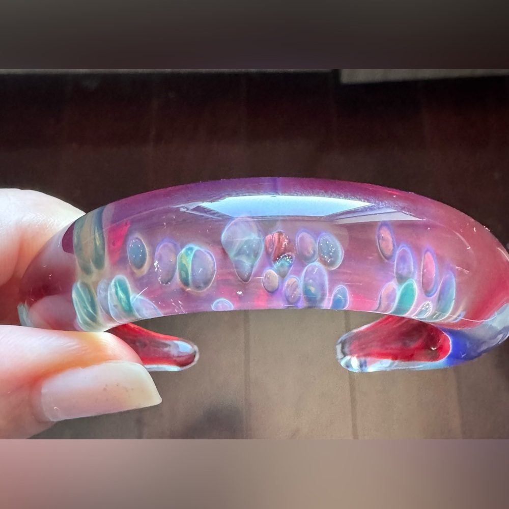 Colorful Hand Blown Artisan Glass Cuff Bacelet